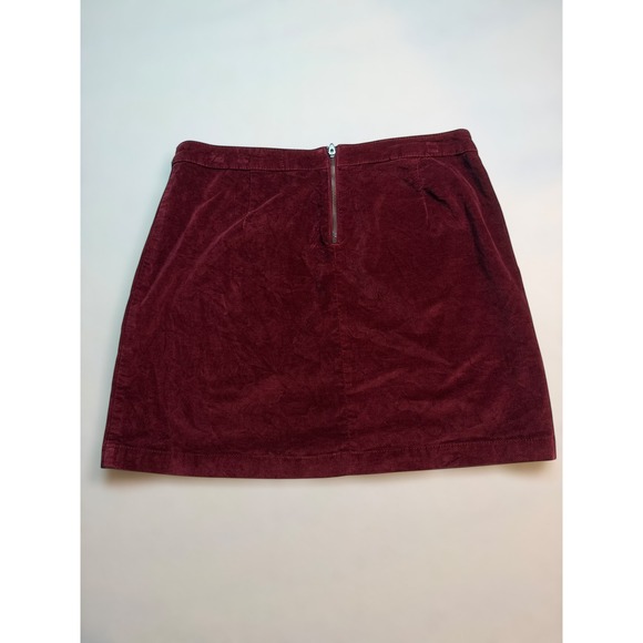 Mossimo Burgundy Corduroy Studded Mini Skirt Size 10 Red A-Line Zipper Back - Picture 4 of 5